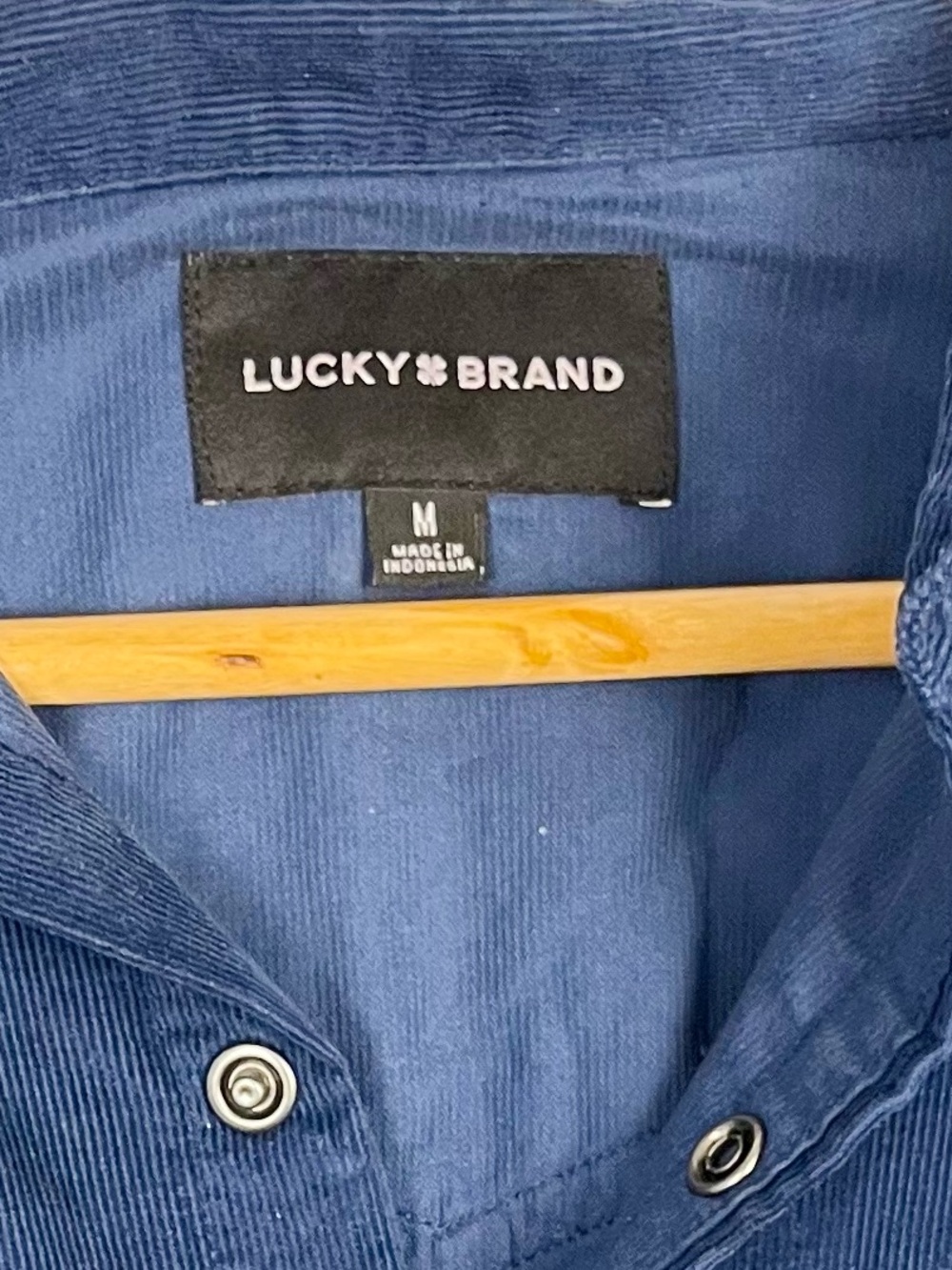 Lucky Brand Corduroy Western Snap Button Shirt Blue Long Sleeve Size Medium - Picture 3 of 10